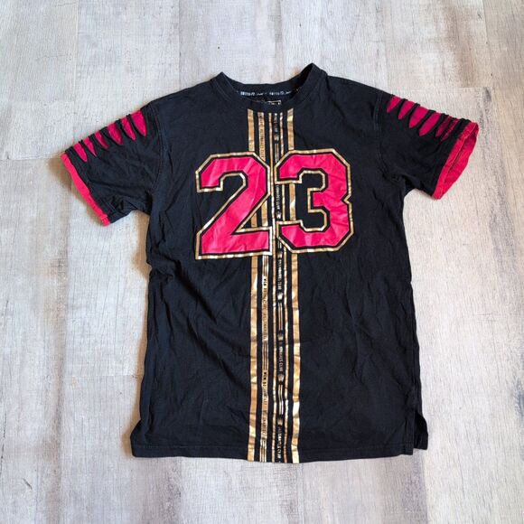 Switch Remarkable Striped Splatter Ripped Slashed T Shirt 23 Black Red M - Picture 1 of 7